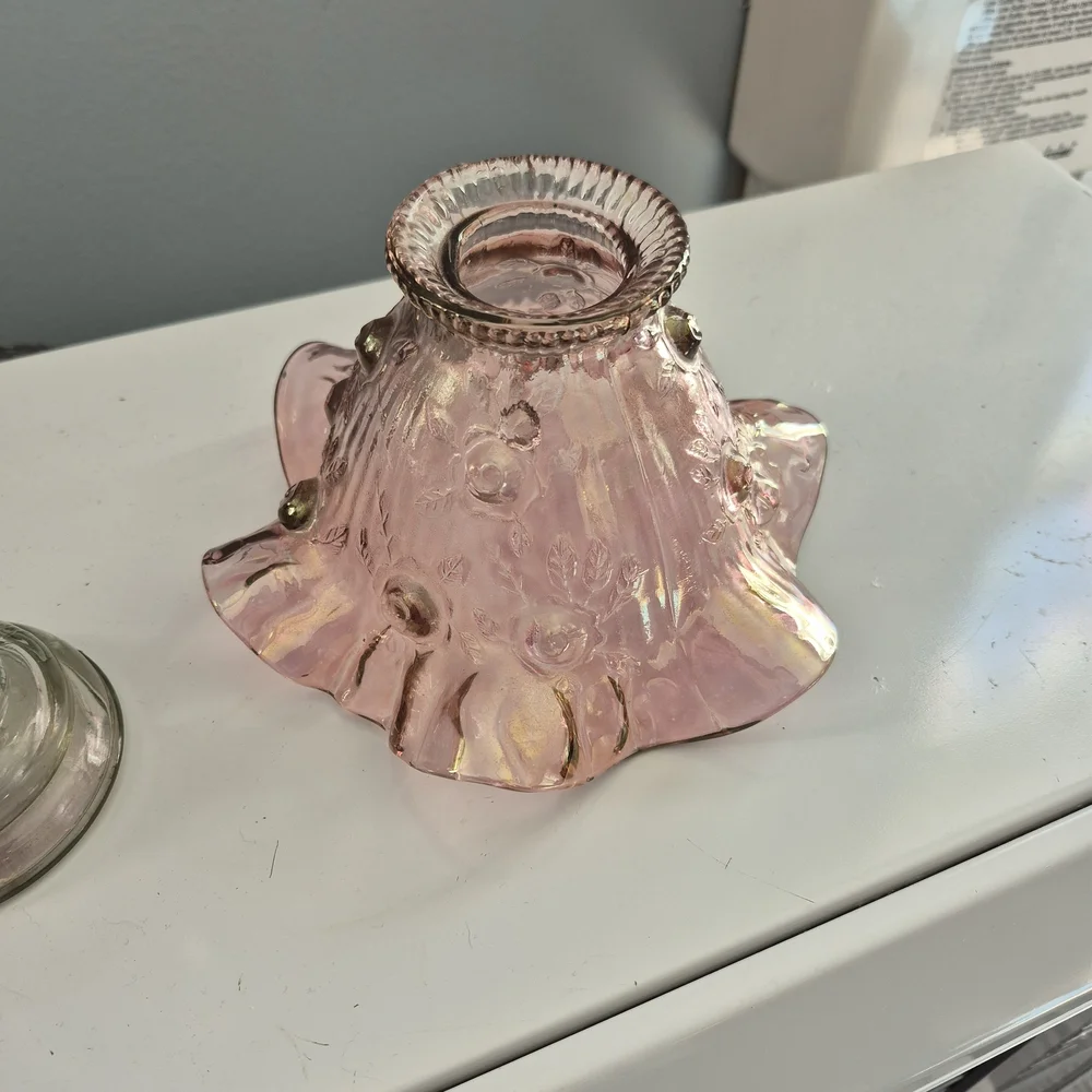 Fenton/homco Vintage Dusty Irridecent Rose Fairy Lamp - Picture 3 of 9